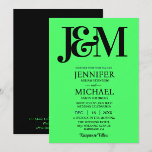Invitation Mariage Minimaliste Vert Citron