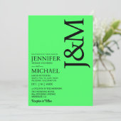 Invitation Mariage minimaliste vert citron d'été (Debout devant)