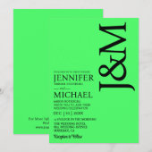 Invitation Mariage minimaliste vert citron d'été (Devant / Derrière)