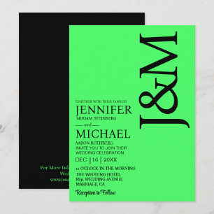 Invitation Mariage minimaliste vert citron en été