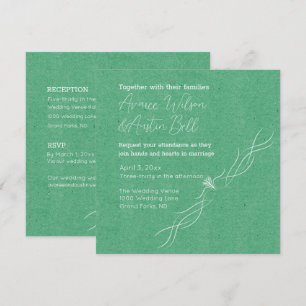 Invitation Mariage minimaliste vert émeraude et blanc