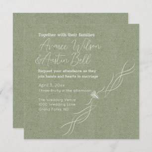 Invitation Mariage minimaliste vert et blanc