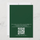 Invitation Mariage minimaliste vert et or avec code QR modern (Dos)