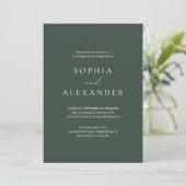 Invitation Mariage Minimaliste Vert Forêt (Debout devant)