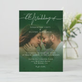 Invitation Mariage Minimaliste Vert Imitation Manuscrite (Debout devant)