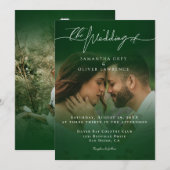 Invitation Mariage Minimaliste Vert Imitation Manuscrite (Devant / Derrière)