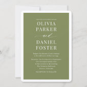 Invitation Mariage minimaliste vert olive moderne (Devant)