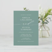 Invitation Mariage Minimaliste Vert Recto-Verso (Debout devant)