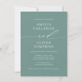 Invitation Mariage Minimaliste Vert Recto-Verso (Devant)