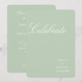 Invitation Mariage Minimaliste Vert Sauge (Devant / Derrière)