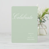 Invitation Mariage Minimaliste Vert Sauge (Debout devant)
