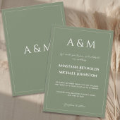 Invitation Mariage minimaliste vert sauge moderne