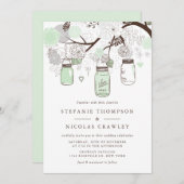 Invitation Mariage Mint Green Hanging Mason Jars (Devant / Derrière)
