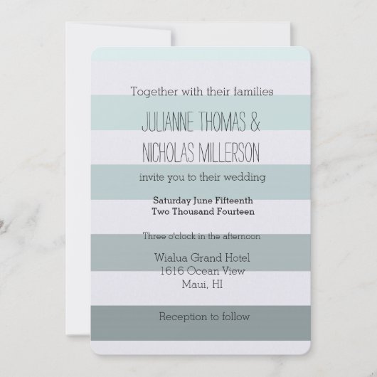 Invitation Mariage Mint Ombre Stripes (Devant)