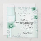 Invitation Mariage Mint Vert Floral Blossoms Rose (Dos)