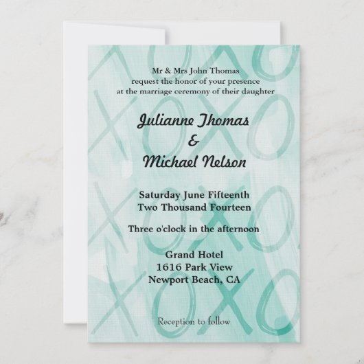Invitation Mariage Mint XOXO (Devant)