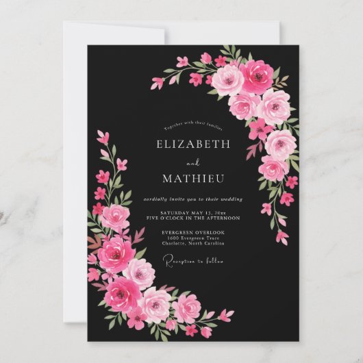 Invitation Mariage Minuit Seduisant Noir (Devant)