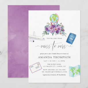 Invitation Mariage Miss à Mme Fleurs Violettes Shower