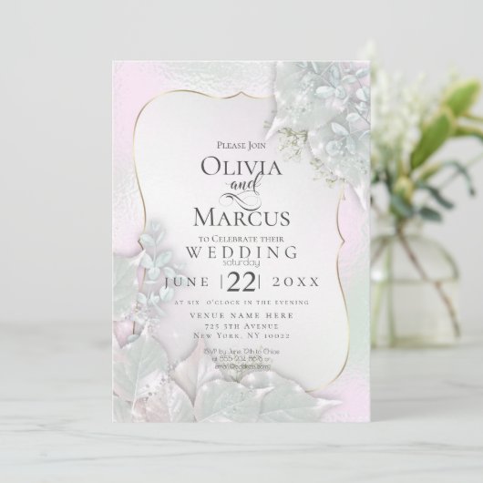 Invitation MARIAGE | Misty Pink Pearl Shimmer (Debout devant)