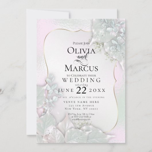 Invitation MARIAGE | Misty Pink Pearl Shimmer (Devant)