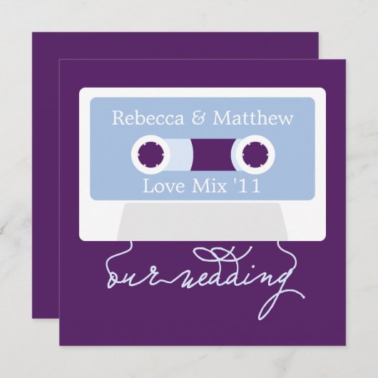 Invitation Mariage Mixtape Cassette Rétro (Devant / Derrière)