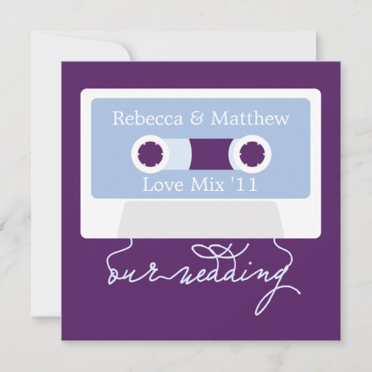 Invitation Mariage Mixtape Cassette Rétro (Devant)
