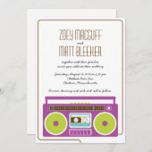Invitation Mariage Mixtape Indie de Boombox Rétro (violet/cha (Devant / Derrière)