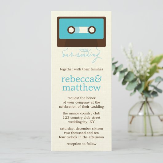 Invitation Mariage Mixtape rétro (Debout devant)
