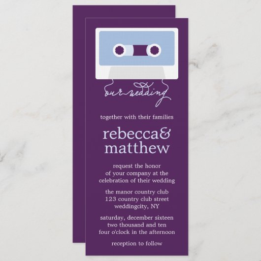 Invitation Mariage Mixtape rétro (Devant / Derrière)