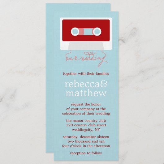 Invitation Mariage Mixtape rétro (Devant / Derrière)