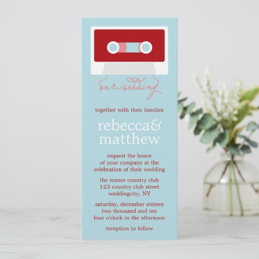 Invitation Mariage Mixtape rétro (Debout devant)