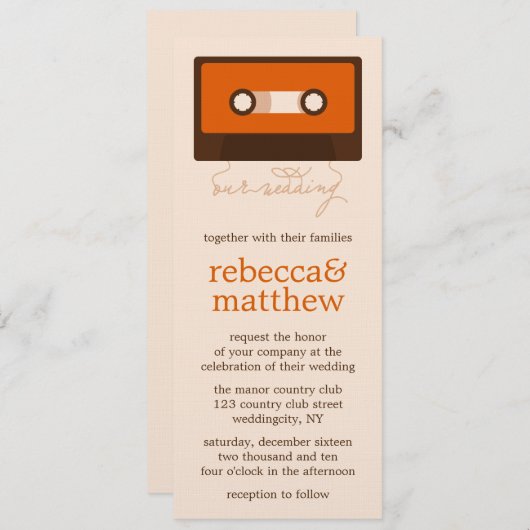 Invitation Mariage Mixtape rétro (Devant / Derrière)