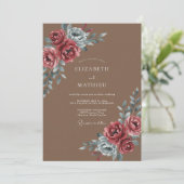 Invitation Mariage Mocha Acier Pétales (Debout devant)