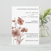 Invitation Mariage Mocha Mousse Fleurs sauvages (Debout devant)