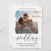 Invitation Mariage Modèle photo noir et blanc moderne (Devant)