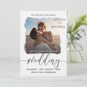 Invitation Mariage Modèle photo noir et blanc moderne (Debout devant)