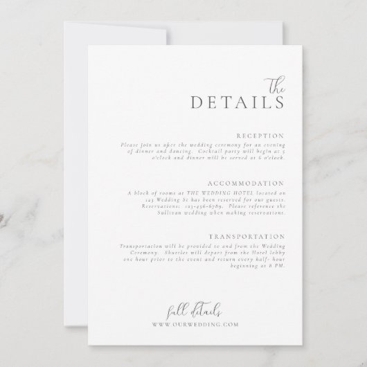 Invitation Mariage Modern Minimal Light et Airy Details Card (Devant)