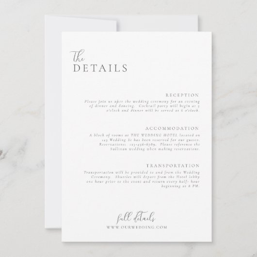 Invitation Mariage Modern Minimal Light et Airy Details Card (Devant)