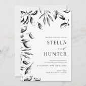 Invitation Mariage Modern Victorian Noir & Blanc de la verdur (Devant)