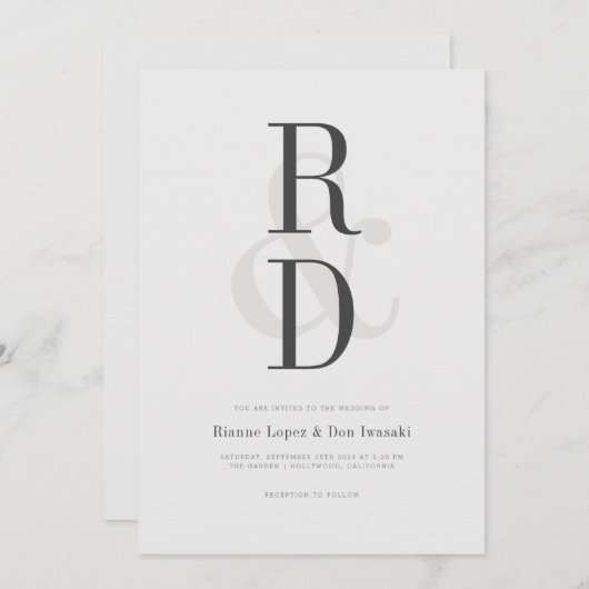 Invitation Mariage moderne (Devant / Derrière)