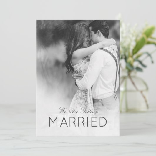 Invitation Mariage moderne 2 Photo Elégant noir et blanc (Debout devant)