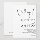 Invitation Mariage Moderne 3 Noir & Blanc (Devant / Derrière)