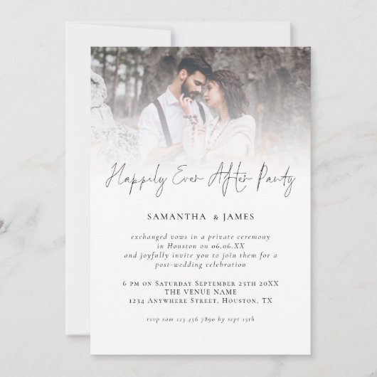 Invitation Mariage Moderne 4 Photos Happily Ever After (Devant)