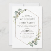 Invitation mariage moderne à cadre eucalyptus (Devant)