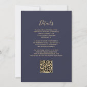 Invitation Mariage moderne à code QR avec faux paillettes dor (Dos)