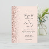 Invitation Mariage moderne à code QR avec strass rose gold (Debout devant)