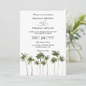 Invitation Mariage Moderne à Code QR de Budget de Palmier à l (Debout devant)