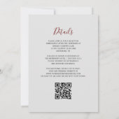 Invitation Mariage moderne à code QR gris argenté de Bourgogn (Dos)