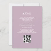 Invitation Mariage moderne à code QR lilas poussiéreux avec p (Dos)