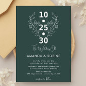 Invitation Mariage moderne à fleurs vertes